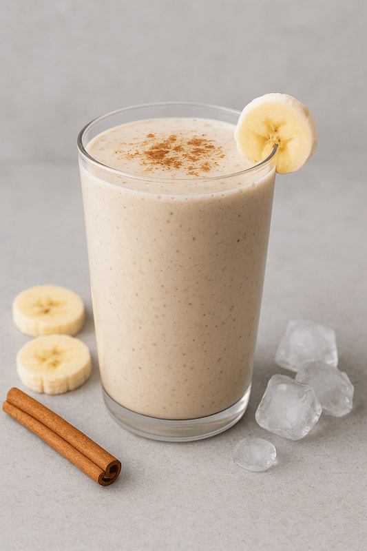 Batido de banana, Batido de banana com proteína, batido de banana com canela, icecare, pela nutrição, nutricionista andreia vieira